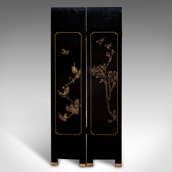 Tall Vintage Privacy Screen, Japanese, Lacquer, Room Divider, Art Deco Revival