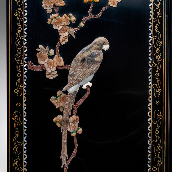 Tall Vintage Privacy Screen, Japanese, Lacquer, Room Divider, Art Deco Revival