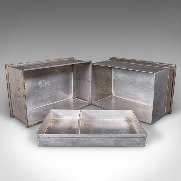 Vintage Hotel Tea Chest, Chinese, Pewter Alloy, Chá Caddy, Art Deco, Circa 1930