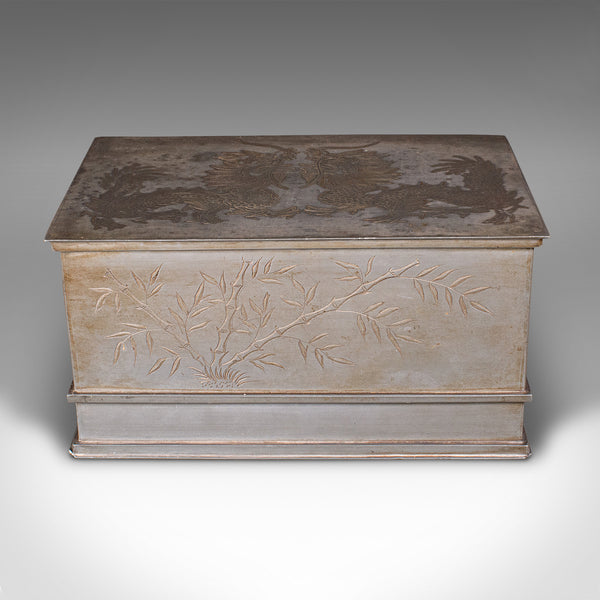 Vintage Hotel Tea Chest, Chinese, Pewter Alloy, Chá Caddy, Art Deco, Circa 1930