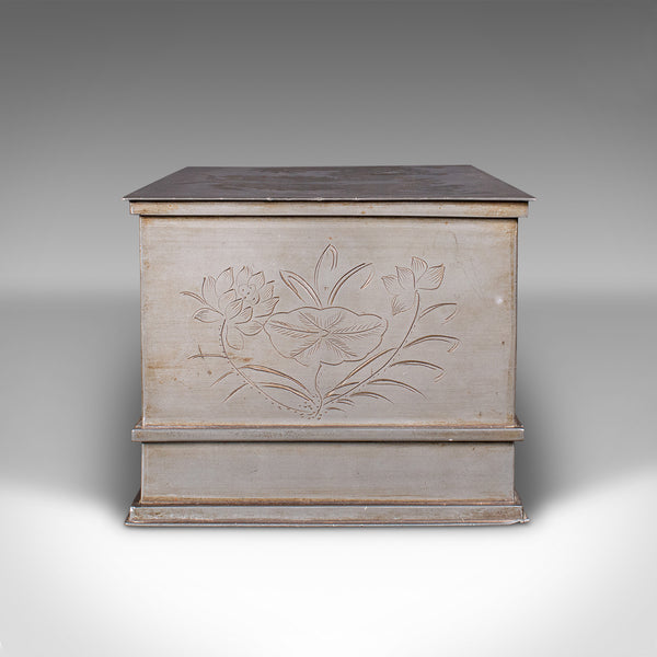 Vintage Hotel Tea Chest, Chinese, Pewter Alloy, Chá Caddy, Art Deco, Circa 1930