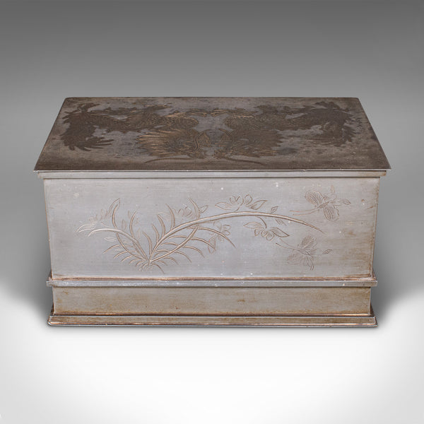 Vintage Hotel Tea Chest, Chinese, Pewter Alloy, Chá Caddy, Art Deco, Circa 1930