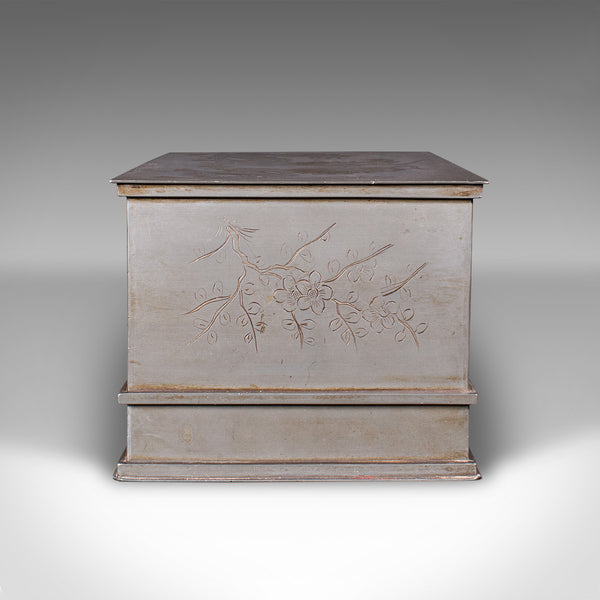Vintage Hotel Tea Chest, Chinese, Pewter Alloy, Chá Caddy, Art Deco, Circa 1930