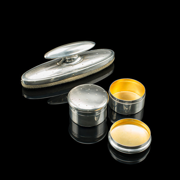 Antique Dandy's Travelling Valet Set, English, Silver, Grooming Case, Edwardian