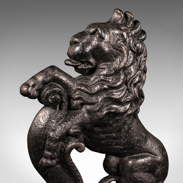 Antique Lion Rampant Doorstop, English, Cast Iron, Decor, Door Keeper, Victorian
