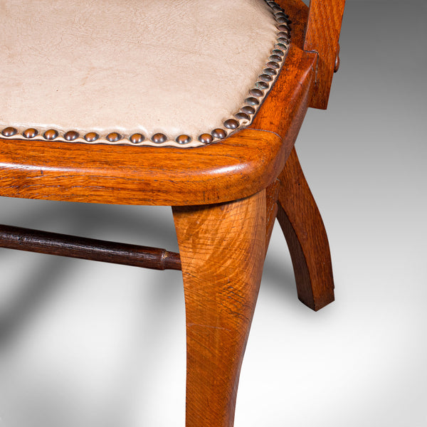Antique Desk Elbow Chair, English, Oak, Office Seat, Drawing Room, Edwardian