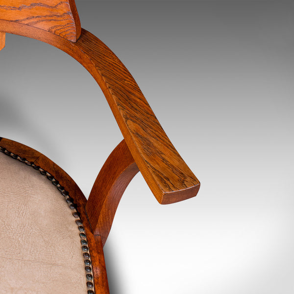 Antique Desk Elbow Chair, English, Oak, Office Seat, Drawing Room, Edwardian