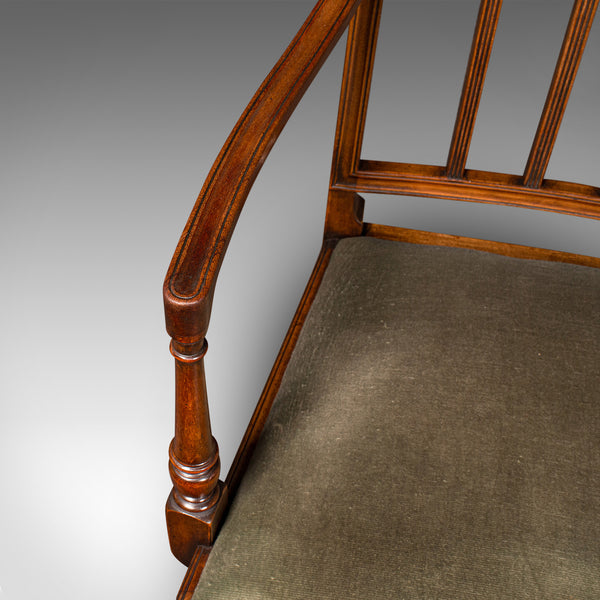 Pair Of Vintage Elbow Chairs, French, Georgian Revival, Armchair, Sheraton Taste