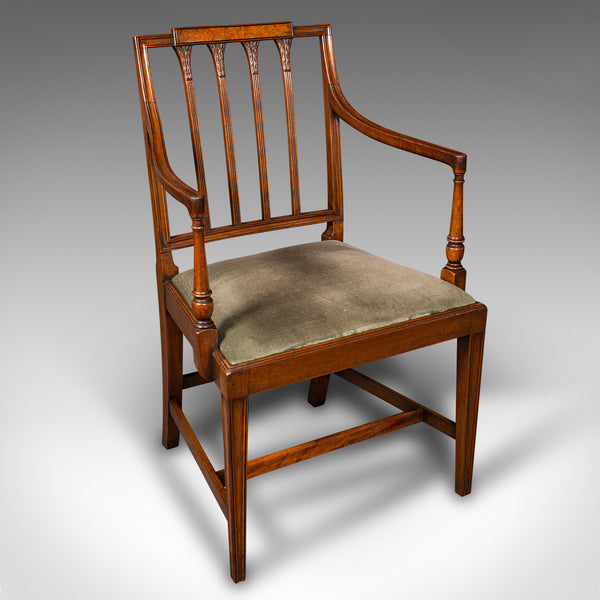 Pair Of Vintage Elbow Chairs, French, Georgian Revival, Armchair, Sheraton Taste