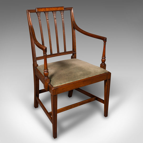 Pair Of Vintage Elbow Chairs, French, Georgian Revival, Armchair, Sheraton Taste