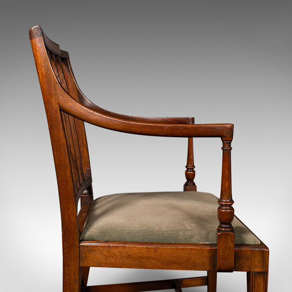 Pair Of Vintage Elbow Chairs, French, Georgian Revival, Armchair, Sheraton Taste