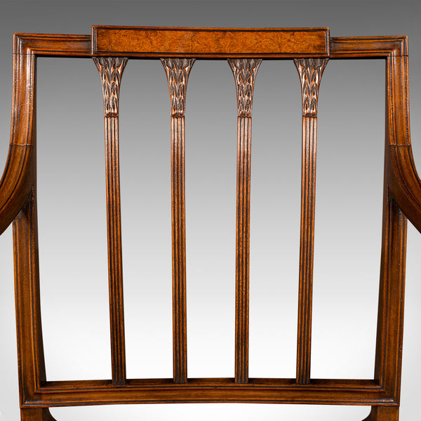 Pair Of Vintage Elbow Chairs, French, Georgian Revival, Armchair, Sheraton Taste