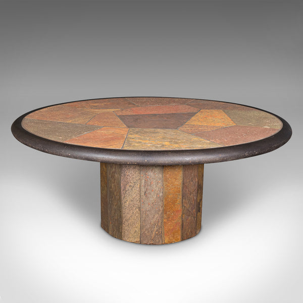 Vintage Designer Coffee Table, Dutch, Slate, Decorative, Brutalist, Paul Kingma