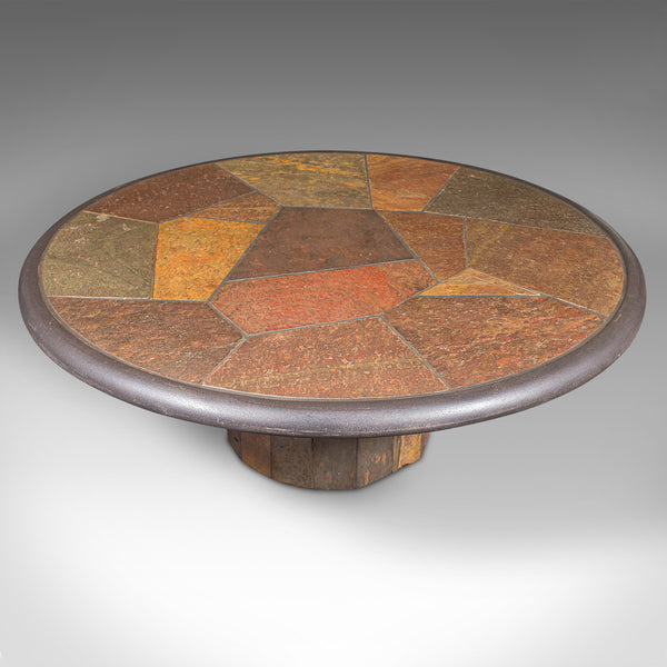 Vintage Designer Coffee Table, Dutch, Slate, Decorative, Brutalist, Paul Kingma