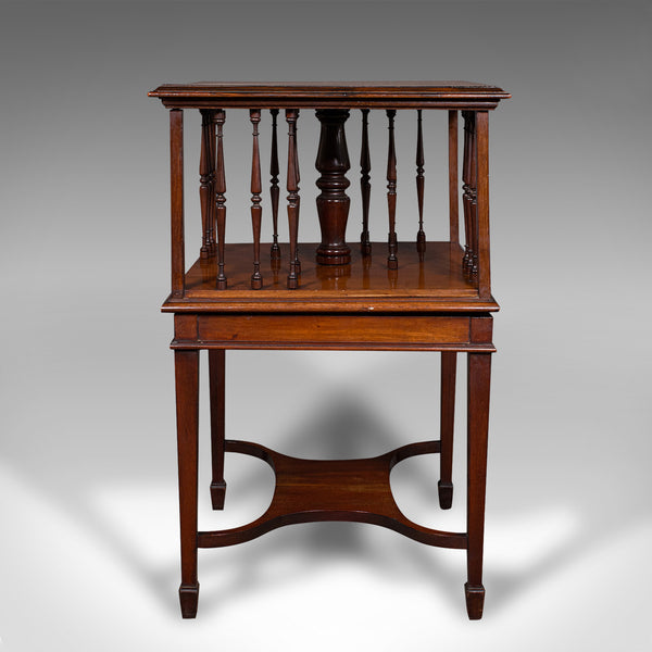 Antique Revolving Bookcase, English, Walnut, Rotating Novel Library, Edwardian