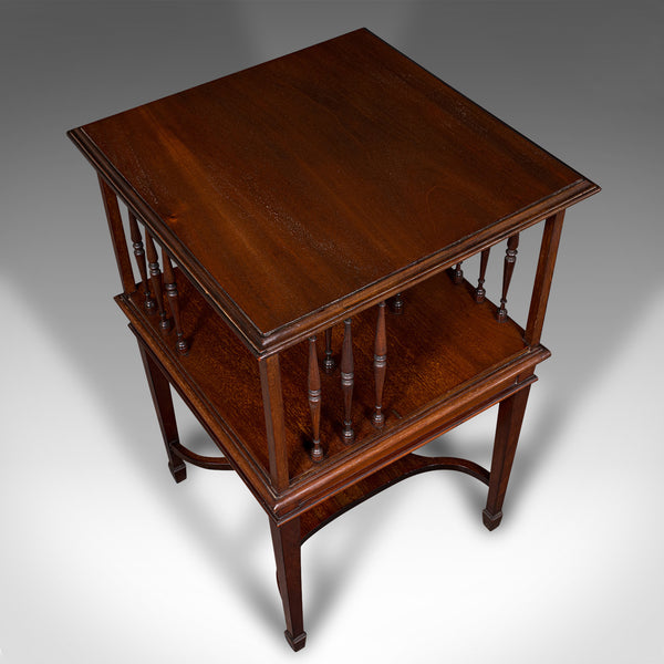 Antique Revolving Bookcase, English, Walnut, Rotating Novel Library, Edwardian