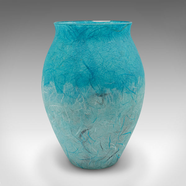Contemporary Flower Bouquet Vase, English, Art Glass, Straw Silk, Baluster Urn