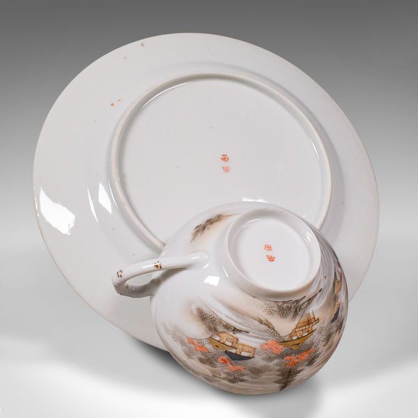 Antique Kutani Tea Service, Japanese, Porcelain, Teapot, Cup & Saucer, Victorian