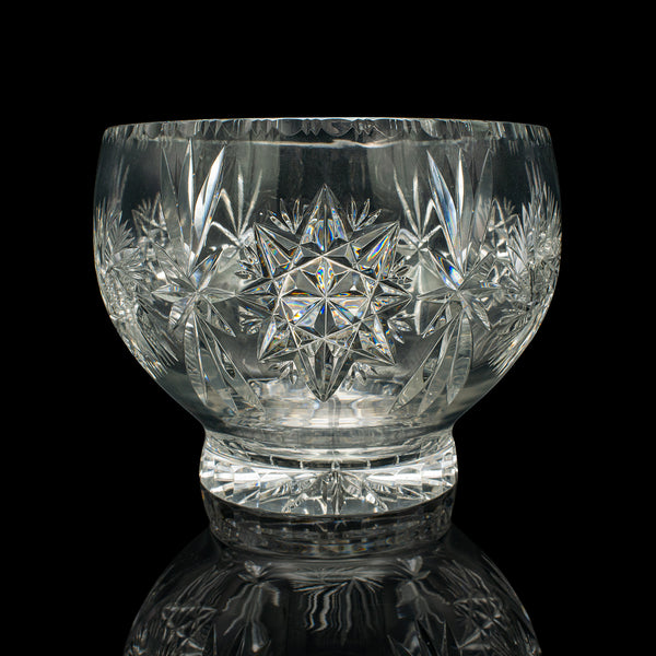 Large Vintage Crystal Fruit Bowl, English, Cut Glass, Decorative, Serving Dish