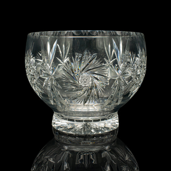 Large Vintage Crystal Fruit Bowl, English, Cut Glass, Decorative, Serving Dish