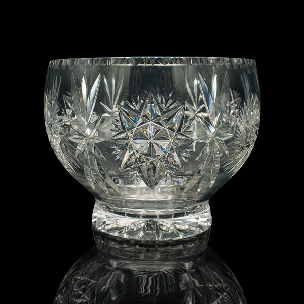 Large Vintage Crystal Fruit Bowl, English, Cut Glass, Decorative, Serving Dish