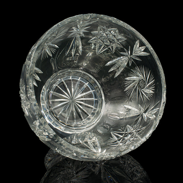 Large Vintage Crystal Fruit Bowl, English, Cut Glass, Decorative, Serving Dish