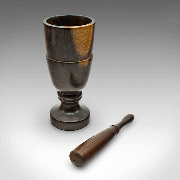 Vintage Mortar And Pestle, English, Turned Walnut, Apothecary, Kitchen, C.1970