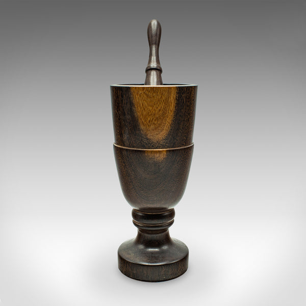 Vintage Mortar And Pestle, English, Turned Walnut, Apothecary, Kitchen, C.1970