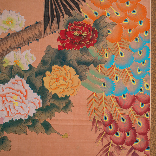 6' Tall Vintage Scroll Watercolour Painting, Chinese Art, Silk Cotton Wall Panel