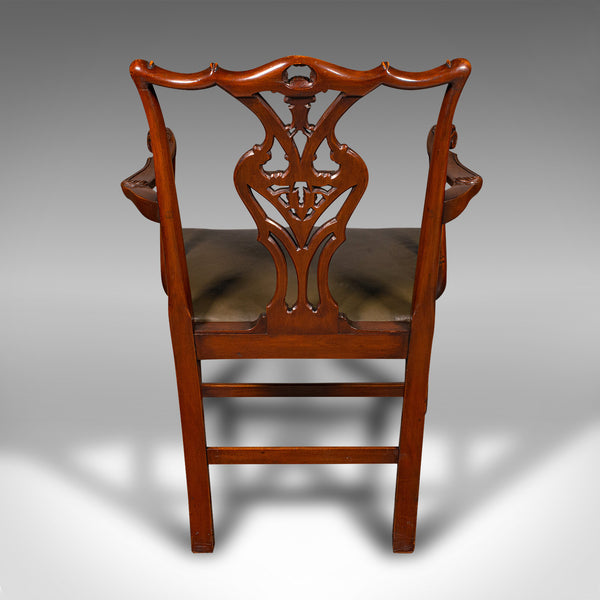 Antique Gentleman's Drawing Room Armchair, English, Chippendale Taste, Victorian