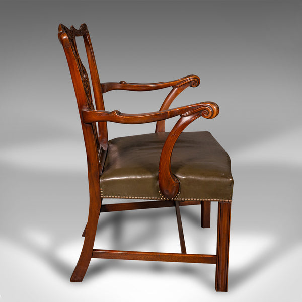 Antique Gentleman's Drawing Room Armchair, English, Chippendale Taste, Victorian