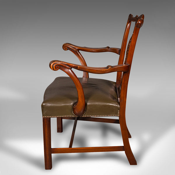 Antique Gentleman's Drawing Room Armchair, English, Chippendale Taste, Victorian
