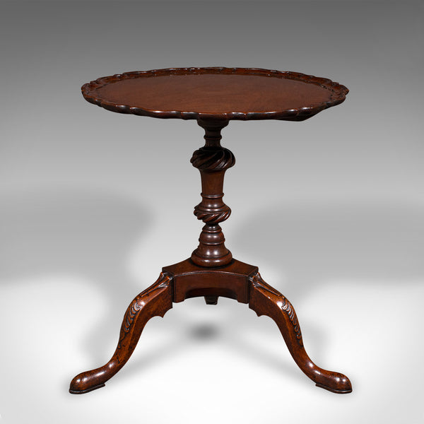 Antique Pie Crust Side Table, English, Walnut, Wine, Lamp, Victorian, Circa 1850