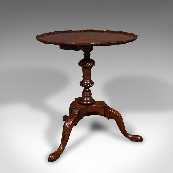 Antique Pie Crust Side Table, English, Walnut, Wine, Lamp, Victorian, Circa 1850