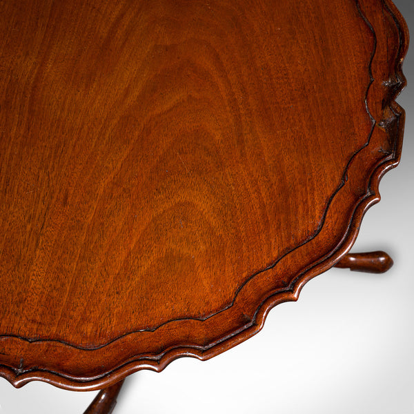 Antique Pie Crust Side Table, English, Walnut, Wine, Lamp, Victorian, Circa 1850