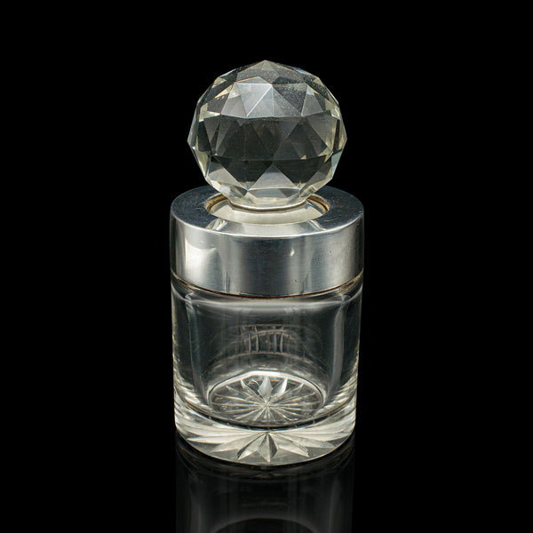 Small Antique Scent Bottle, English, Glass, Silver, Perfume, Hallmark, Victorian