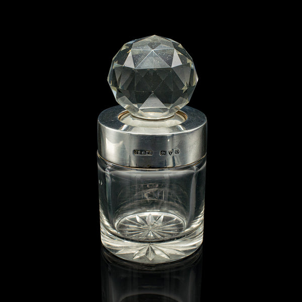 Small Antique Scent Bottle, English, Glass, Silver, Perfume, Hallmark, Victorian