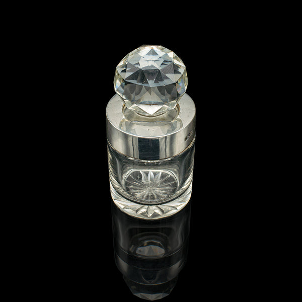 Small Antique Scent Bottle, English, Glass, Silver, Perfume, Hallmark, Victorian