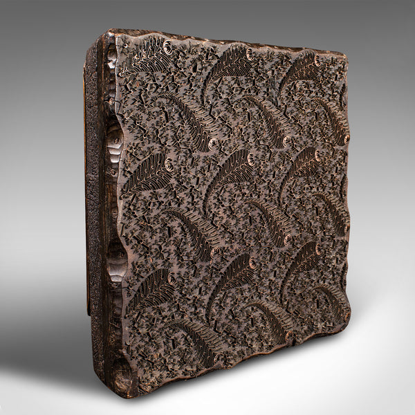 Antique Textile Printing Block, English, Printer's Stamp, Art Nouveau, Victorian