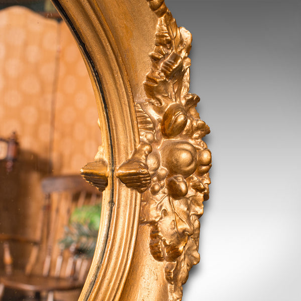 Large Oval Antique Overmantle Mirror, English Gilt Gesso, Lounge, Georgian, 1800