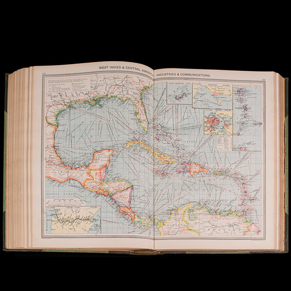 Antique Harmsworth Atlas & Gazetteer, English, Cartography Reference, Edwardian