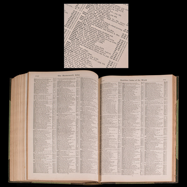 Antique Harmsworth Atlas & Gazetteer, English, Cartography Reference, Edwardian