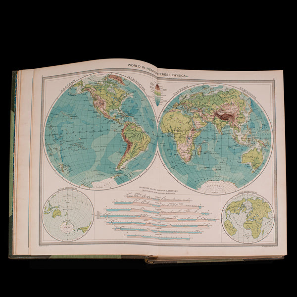 Antique Harmsworth Atlas & Gazetteer, English, Cartography Reference, Edwardian