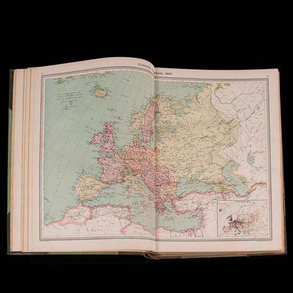 Antique Harmsworth Atlas & Gazetteer, English, Cartography Reference, Edwardian