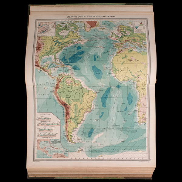 Antique Harmsworth Atlas & Gazetteer, English, Cartography Reference, Edwardian