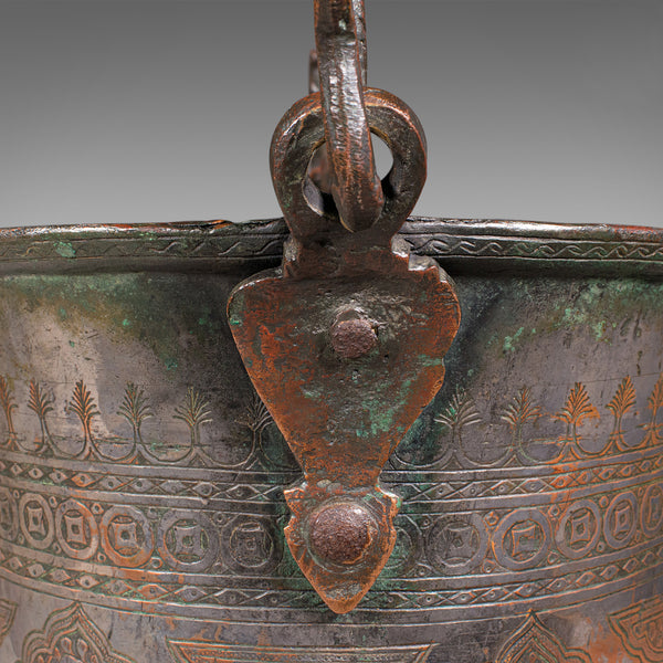 Antique Water Bucket, Burmese, Silvered Copper, Fireside Store, Georgian, C.1800