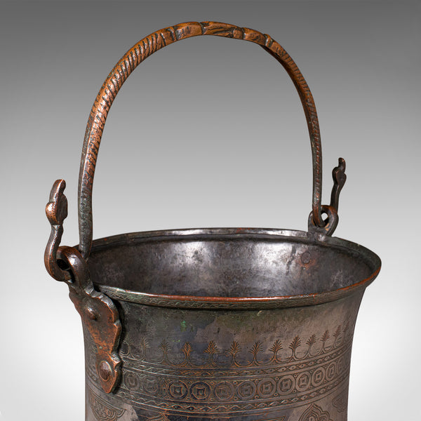 Antique Water Bucket, Burmese, Silvered Copper, Fireside Store, Georgian, C.1800