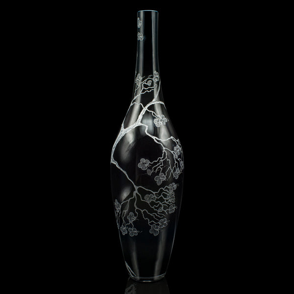 Tall Vintage Stem Vase, Oriental, Art Glass, Flower Sleeve, Japanese, Decorative