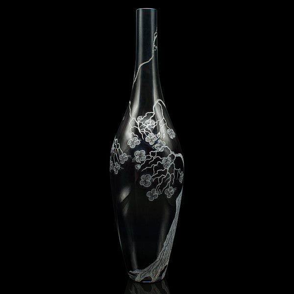 Tall Vintage Stem Vase, Oriental, Art Glass, Flower Sleeve, Japanese, Decorative