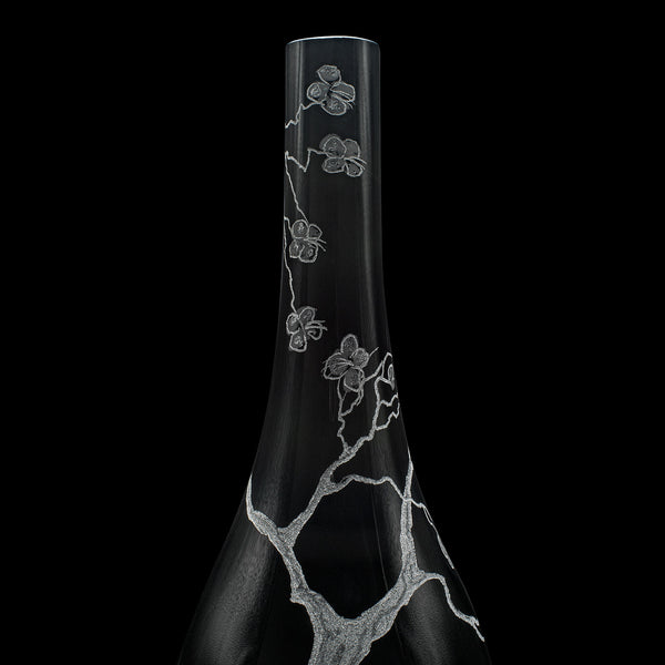 Tall Vintage Stem Vase, Oriental, Art Glass, Flower Sleeve, Japanese, Decorative